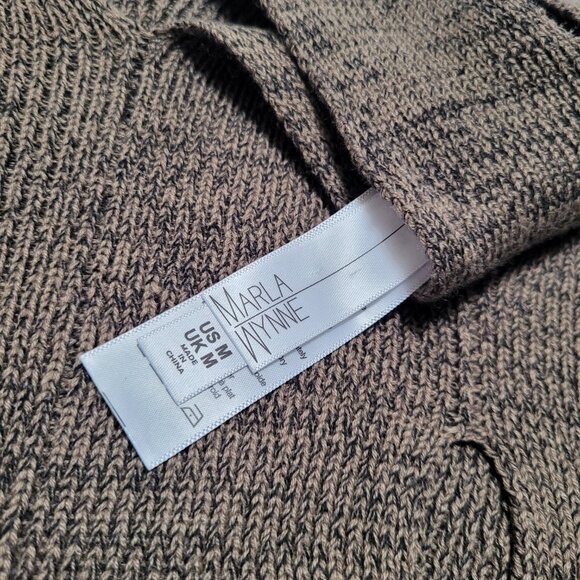 Marla Wynn Sweater Knit Poncho Cutout Design Oversized Soft Comfort Layer Office - Picture 4 of 8